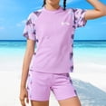 thumbnail image 1 of Cowsor 3-16 Years Kids Two Piece Student Swimsuit Set Short Sleeve Top Shorts Modest Full Coverage UV Protection Swimwear for Beach Pool, 1 of 5
