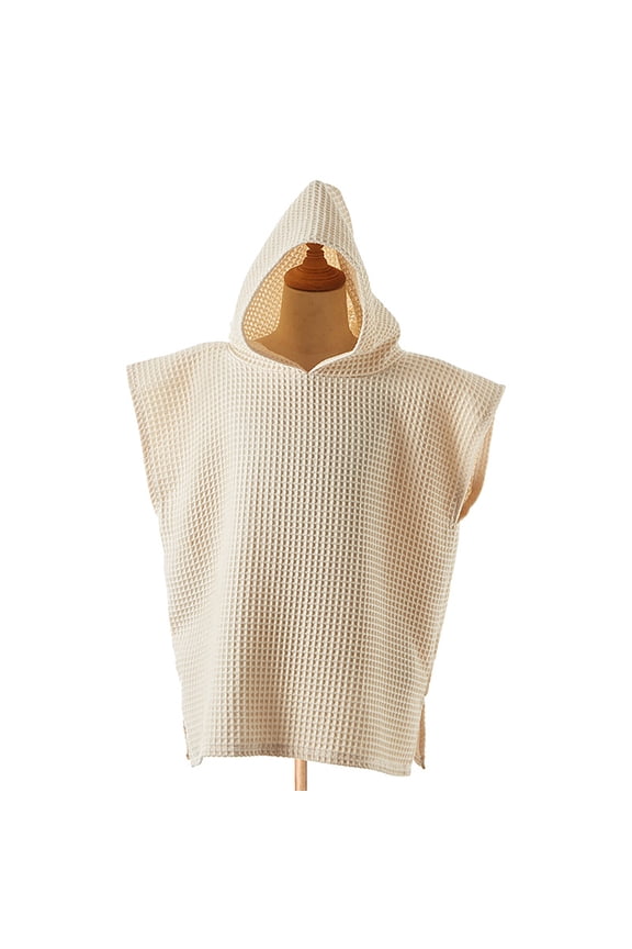 3-8Years Unisex Kids Beach Robe Solid Color Absorbent Sleeveless Hooded One Piece Quick Dry Swimwear for Beach Pool Vacation