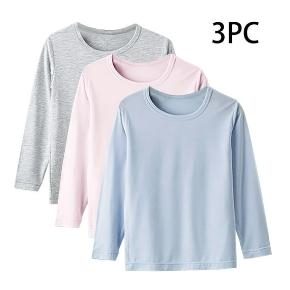 Cowsor 3 Pack Cotton Long Sleeve Tee Shirts Basic Crewneck T-Shirts for Boys/Girls/Toddlers Long-Sleeve T-Shirts