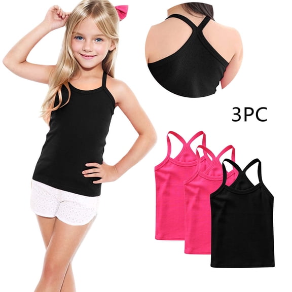 Cowsor 3PC Girls' Cotton Camisole Tank Top Undershirt