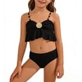 thumbnail image 1 of Cowsor 4-7 Years Girls Ruffle Trim Shell Decor Two Piece Swimsuit Cute Design Swimwear for Toddlers Summer Beach and Pool Activities, 1 of 6