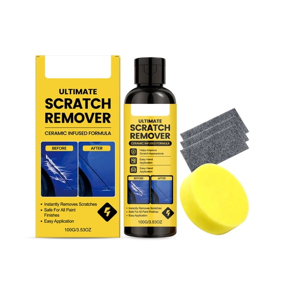Cowsor Automotive Surface Scratch Remover Compound 3.53 Fluid Ounces Complete Repair Kit with Application Sponge Polishing Cloths Restores Light Marks for Vehicle Paint Surface Maintenance