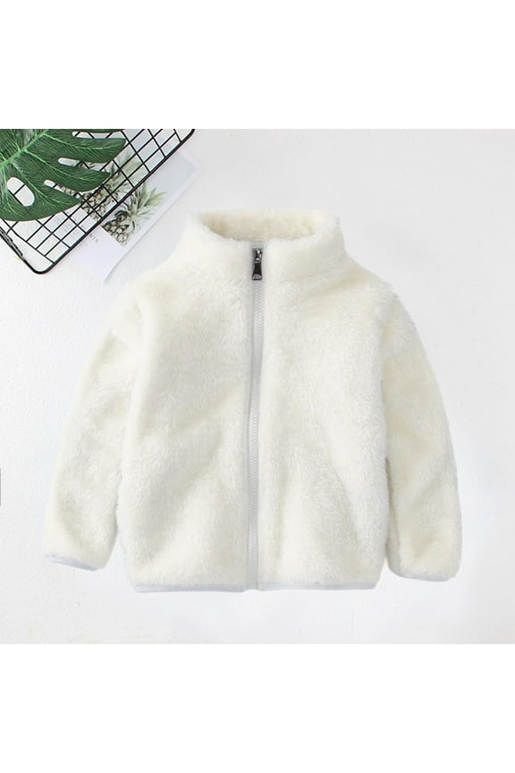 Baby Boys Girls Sherpa Fleece Jacket Full Zip Fall Windproof Coat Toddler Fuzzy Fleece Sweatshirt Kids Winter Coat