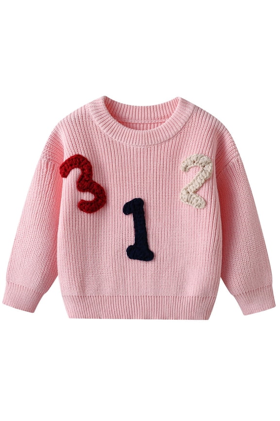 Baby Girl Boy Toddler Knit Sweater Cute Round Neck Long Sleeve Blouse Pullover Oversized Sweatshirt Warm Kids Tops