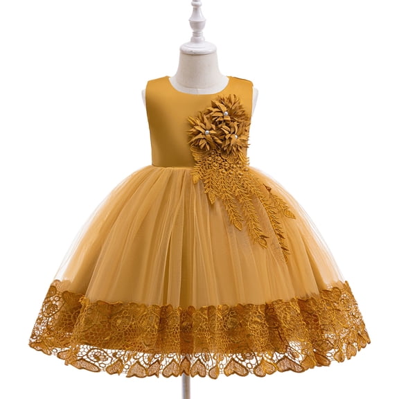 Cowsor Baby Girl Dress Flower Tulle Party Dresses Princess Pageant Birthday Wedding