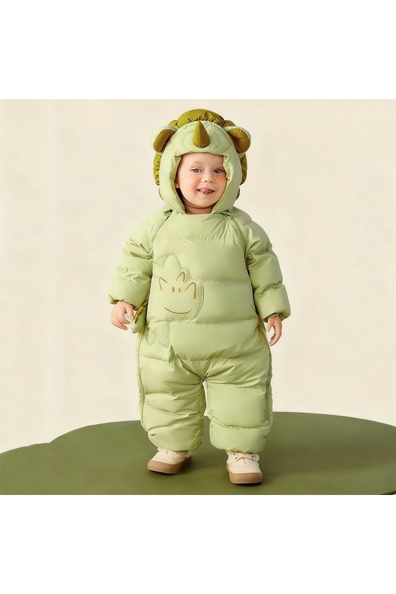 Baby Snowsuit Baby Printed Winter Clothes with Hat Warm Outfits Zipper Romper Coat Jumpsuit