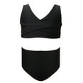 thumbnail image 1 of Cowsor Big Girls Two Piece Swimsuit Set Solid Color Modest Tankini Bathing Suit Comfortable Quick Dry Swimwear for Summer Beach Pool Fun, 1 of 6