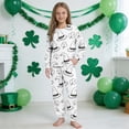 thumbnail image 1 of Cowsor Big Kids Boys Girls St Patrick's Day Creative Graffiti Print Long Sleeve Top Pants Set Cute Holiday Casual Outfit For 5-16 Years Old, 1 of 7