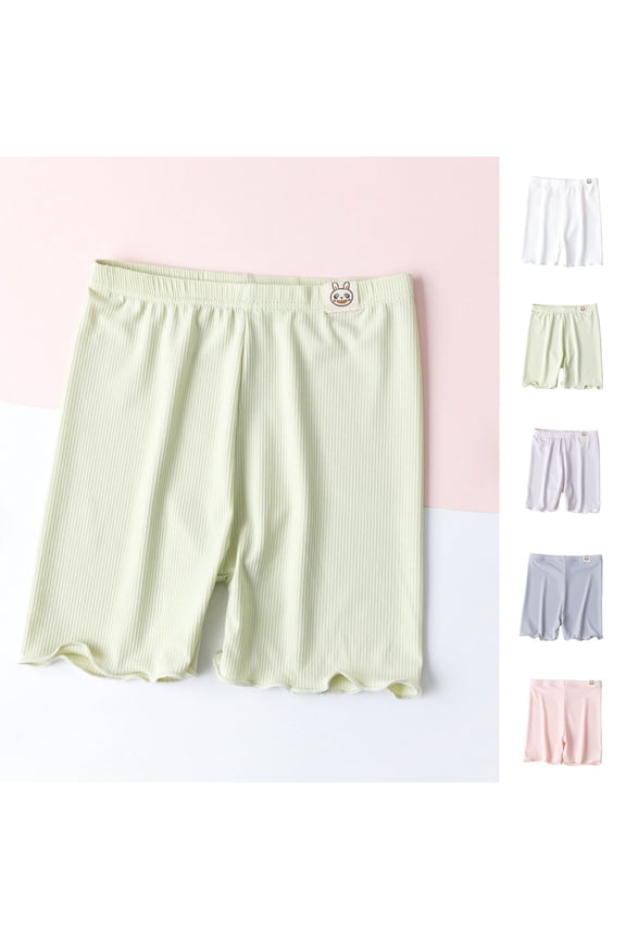 Big Kids Girls Summer Solid Safety Pants Ice Silk Thin Lightweight Anti Chafing Base Layer Shorts For 2-13 Years Old