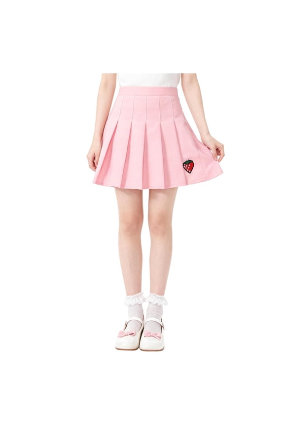Big Kids' Solid Color Half Skirt - Elastic Waist Casual Design, Soft Breathable for School, Family Gatherings & Special Occasions, 5-15 Years