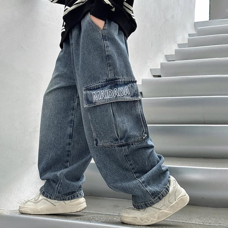 パンツ 2000's archive paint buggy denim y2k Cowsor Boy's Baggy Jeans Y2K Vintage Wide Leg Denim Pants Hip Hop