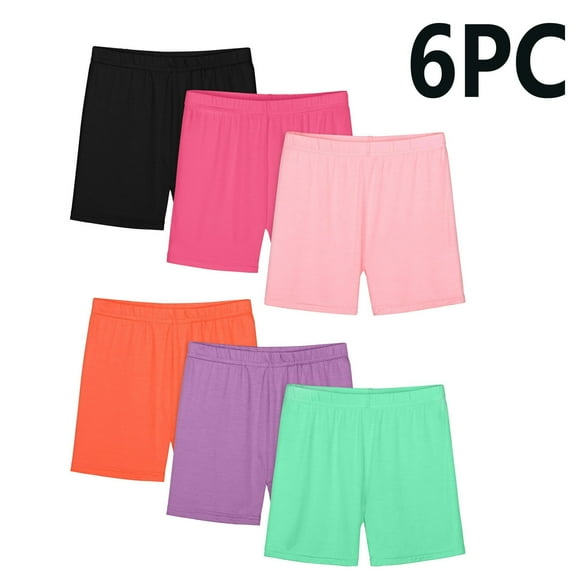 Cowsor Boy's Girls' Solid Bike Shorts 6PC