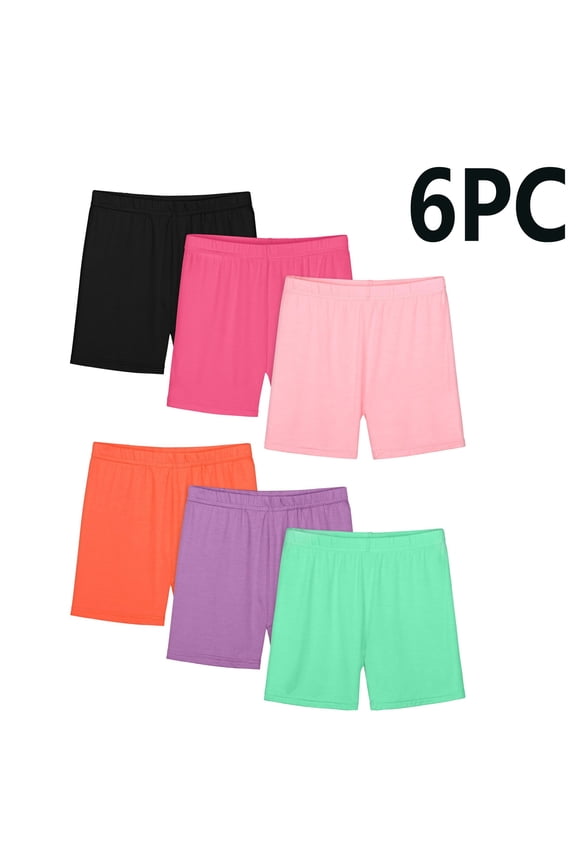 Boy's Girls' Solid Bike Shorts 6PC