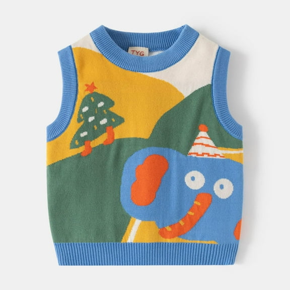 Cowsor Boy's Sweater Vest,Y2K Sleeveless Pattern Preppy Style Knitted Crop Tank Top for Boy