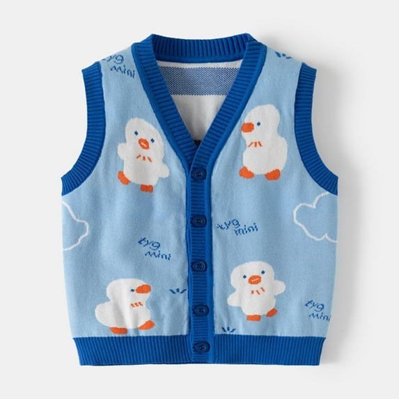 Cowsor Boy's Sweater Vest,Y2K Sleeveless Pattern Preppy Style Knitted Crop Tank Top for Boy