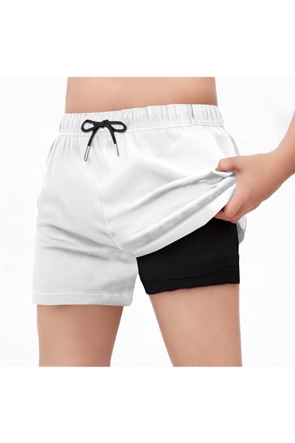 Boy's Swim Trunks Board Shorts Quick Dry Mens Swimming Trunks with Compression Liner