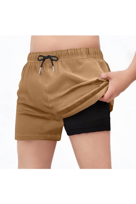 Boy's Swim Trunks Board Shorts Quick Dry Mens Swimming Trunks with Compression Liner