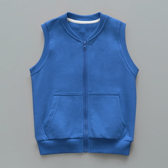 Cowsor Boys Girls Sleeveless Zip Up Hooded Sweatshirts Kids Cotton Vest Jacket Coats Tops with Pockets