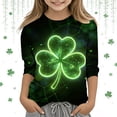 thumbnail image 1 of Cowsor Boys Girls St Patrick s Day Printed 3/4 Sleeve Crewneck Top Casual Holiday Base Layer Tee for 3-9 Years Old, 1 of 6