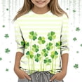 thumbnail image 1 of Cowsor Boys Girls St Patrick s Day Printed 3/4 Sleeve Crewneck Top Casual Holiday Base Layer Tee for 3-9 Years Old, 1 of 6