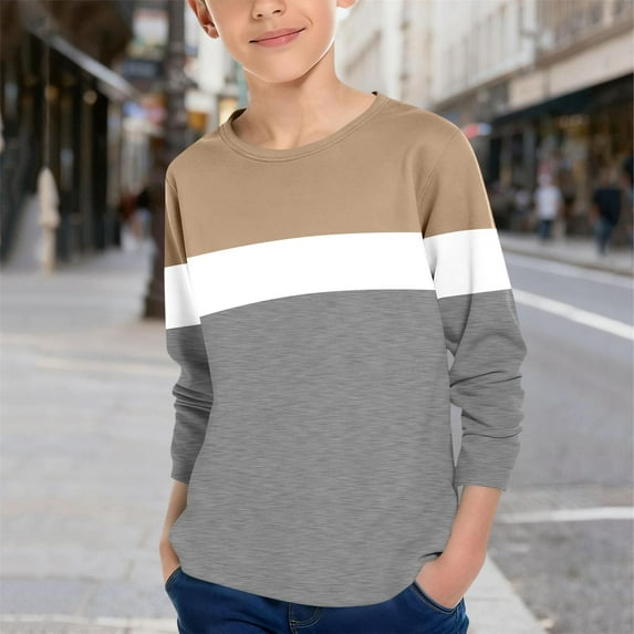 Cowsor Boys Girls T Shirts Casual Raglan Long Sleeve Tee Crewneck Color Block Cute Blouses Tops