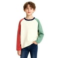 thumbnail image 1 of Cowsor Boys Girls T Shirts Casual Raglan Long Sleeve Tee Crewneck Color Block Cute Blouses Tops, 1 of 6