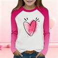 thumbnail image 1 of Cowsor Boys Girls Valentine s Day Color Block Raglan Sleeve Crewneck Printed Top Casual Holiday Tee for 2-15 Years Old Daily Wear, 1 of 6