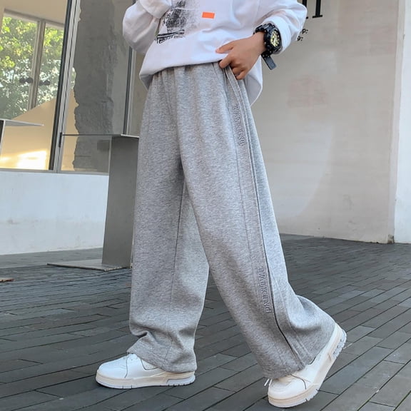 Cowsor Boys Girls Wide Leg Jeans Baggy High Elastic Waist Denim Pants Cute Y2K Trendy Tween Streetwear