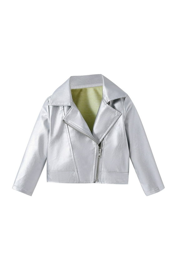 Boys' Grils' Solid Leather Outerwear – Long Sleeve (2-11Y)