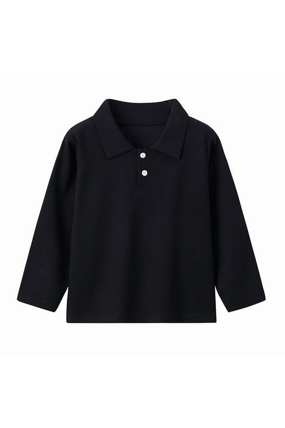 Boys Shirt Kids Toddler Classic Long Sleeve Fall Tops School Uniform Solid Comfy Casual Tee Lapel Button Shirts