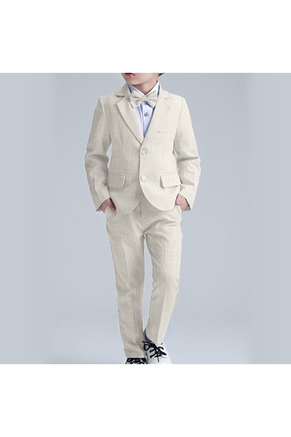 Boys' Solid Color 3-Piece Formal Set – Coat + Pants + Tie (2-11Y)