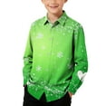 thumbnail image 1 of Cowsor Boys' St. Patrick's Day Long Sleeve Shirt - Casual Button-Down Turndown Collar, Festive Prints for School, Family Photos & Daily Outings, Soft Comfortable Fit 3-16 Years, 1 of 7