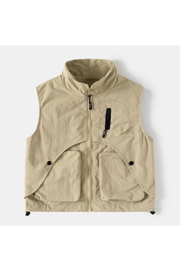 Children's Casual Safari Travel Vest Pockets Outdoor Work Vest Sleeveless Jacket Fishing Hiking Photography