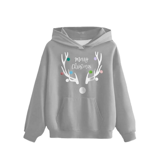 Cowsor Children's Long Sleeved Christmas Printed T-Shirt - Round Neck Top for Boys & Girls | Hooded Sweatshirt Style