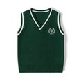 thumbnail image 1 of Cowsor Children’s V Neck Sweater Vest School Uniform Solid Color Sleeveless Knit Sweaters Pullover Tank Tops, 1 of 6