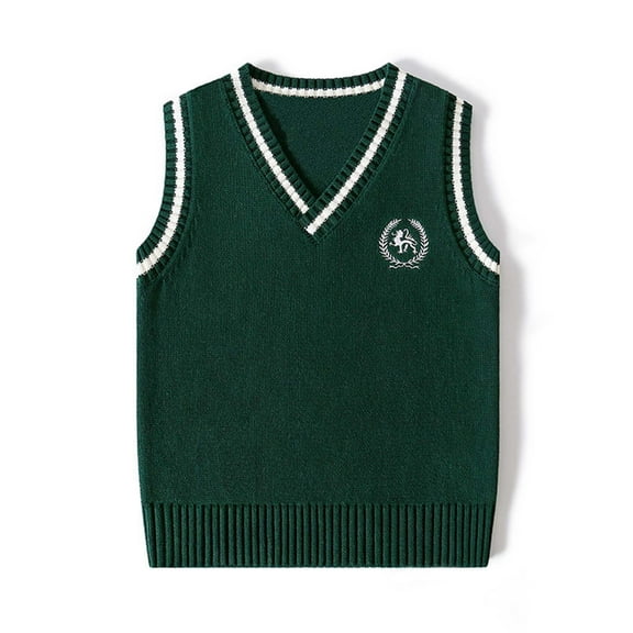 Cowsor Children’s V Neck Sweater Vest School Uniform Solid Color Sleeveless Knit Sweaters Pullover Tank Tops
