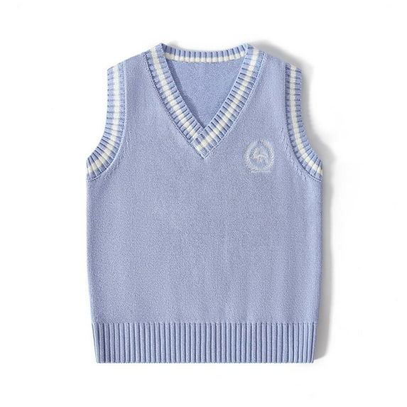 Cowsor Children’s V Neck Sweater Vest School Uniform Solid Color Sleeveless Knit Sweaters Pullover Tank Tops