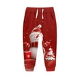 thumbnail image 1 of Cowsor Christmas Pattern Pants for Boys Girls Straight Leg Xmas Tree Snowman Print Drawstring Elastic Waist Bottom Sweatpants, 1 of 3