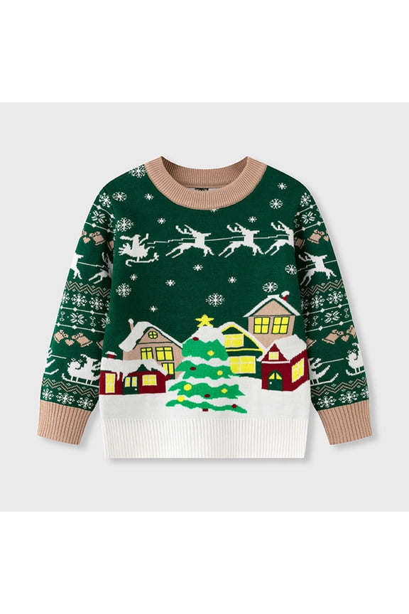 Christmas Sweater for Boy Girls Ugly Graphic Knit Warm Holiday Pullover Tops