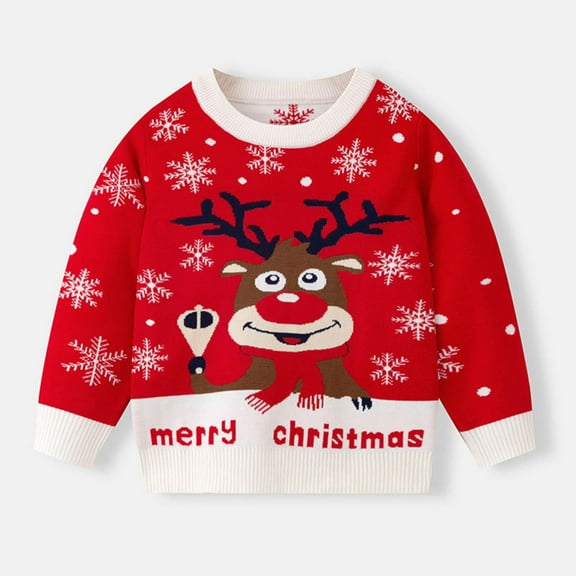 Cowsor Christmas Sweater for Boy Girls Ugly Graphic Knit Warm Holiday Pullover Tops