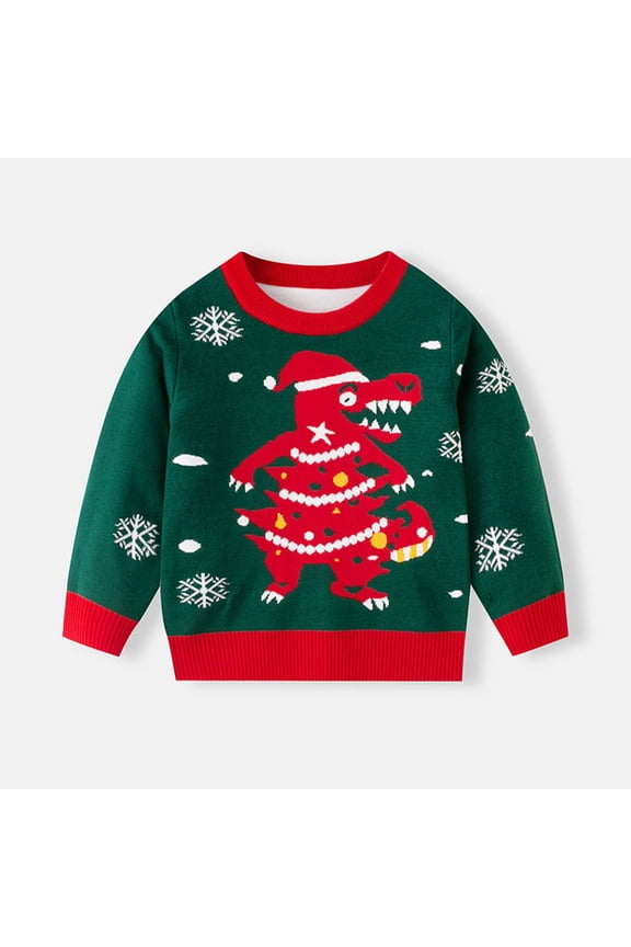 Christmas Sweater for Boy Girls Ugly Graphic Knit Warm Holiday Pullover Tops