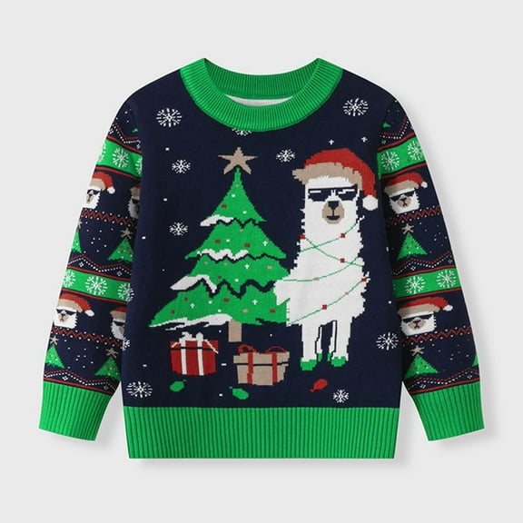 Cowsor Christmas Sweater for Boy Girls Ugly Graphic Knit Warm Holiday Pullover Tops