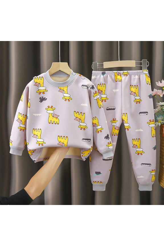 Cute Baby Kids Clothes Long Sleeve Print Sweatshirt Top and Pants Set Toddler Loungewear