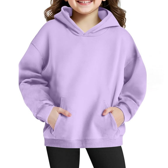 Cowsor Cute Hoodie for Teen Girls Trendy Solid Color Preppy Hooded Sweatshirts Kids Pullover Long Sleeve School Outfits