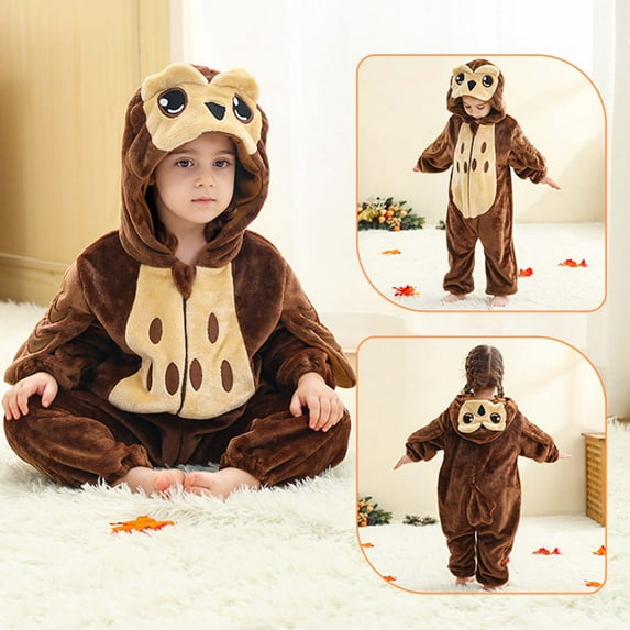 Cowsor Dinosaur Costume Kids, Girls Boys Animal Onesie Romper, Flannel Dino Jumpsuit One-Piece Halloween Party