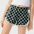 thumbnail image 1 of Cowsor Girl Checkerboard Plaid Shorts Elastic Waist Casual Trousers Spring Summer Shorts, 1 of 6