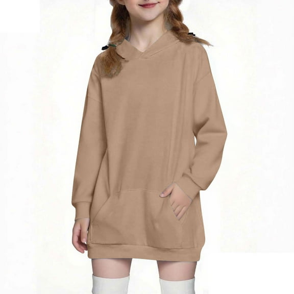 Cowsor Girl Oversized Hoodies Long Sleeve Pullover Shirt Casual Long Sweatshirt Solid Color Hoodie Fall Outfit with Pockets