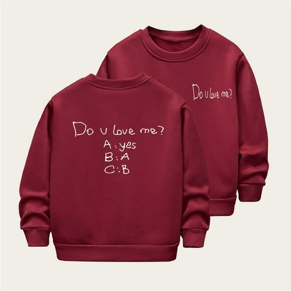 Cowsor Girl's Boy's Letter Print Graphic Sweatshirt Long Sleeve Thermal Pullover Tops