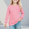 thumbnail image 1 of Cowsor Girl's Crew Neck Solid Color Sweatshirts with No Hood Casual Color Block Long Sleeve Pullover Tops, 1 of 7