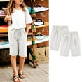 thumbnail image 1 of Cowsor Girl's Knee-Length Bermuda Casual Shorts with Elastic Waist Drawstring 2PC, 1 of 4